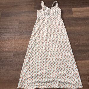 J. McLaughlin maxi dress size L large aqua coral Catalina cloth sleeveless nylon